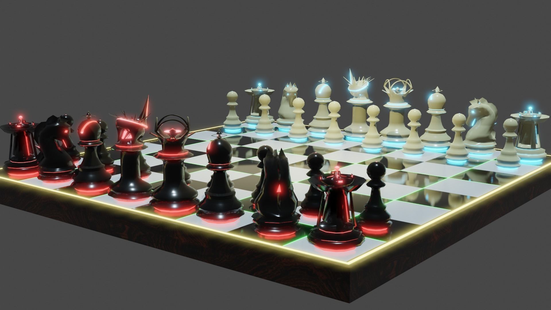 Emission Submission Chess Set Low-poly 3D model_26