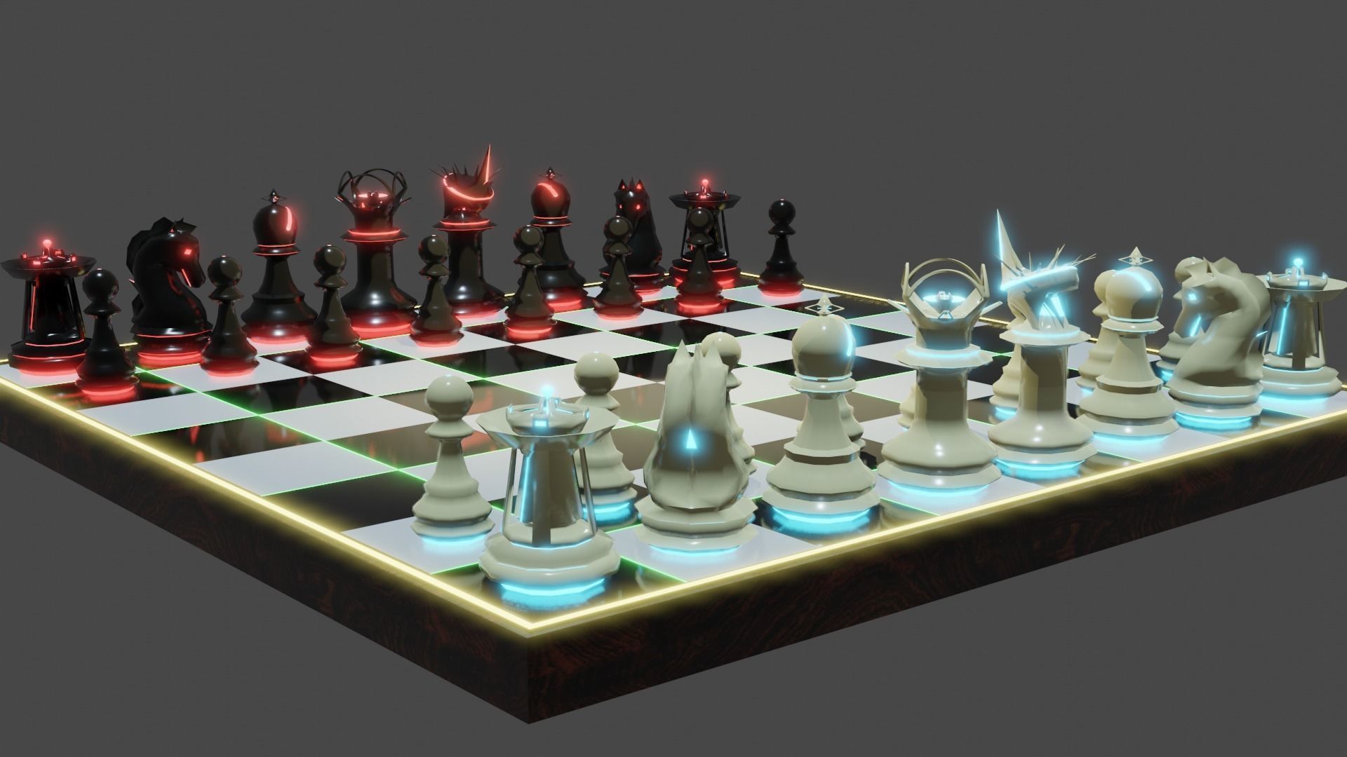 Emission Submission Chess Set Low-poly 3D model_27