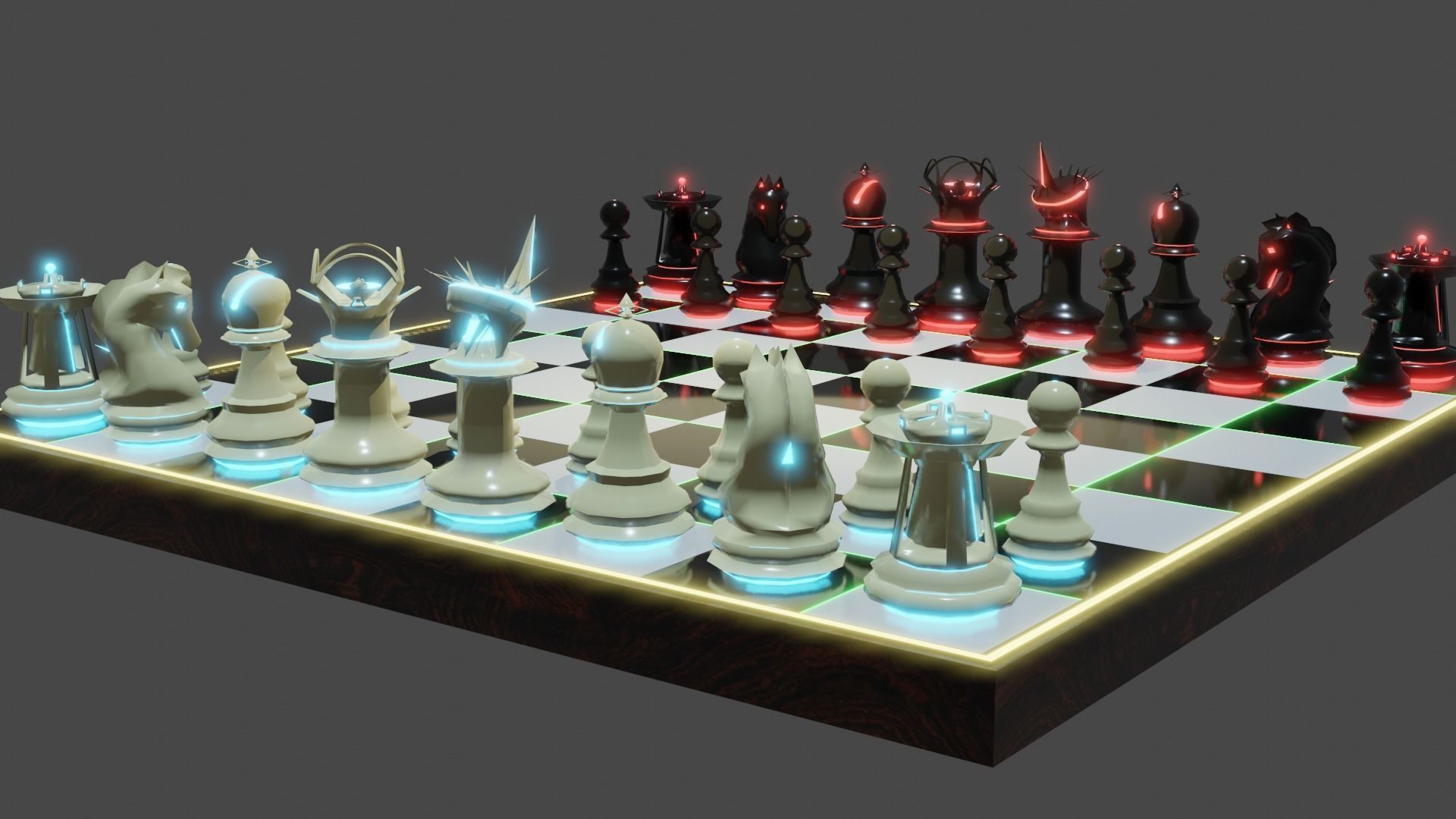 Emission Submission Chess Set Low-poly 3D model_31