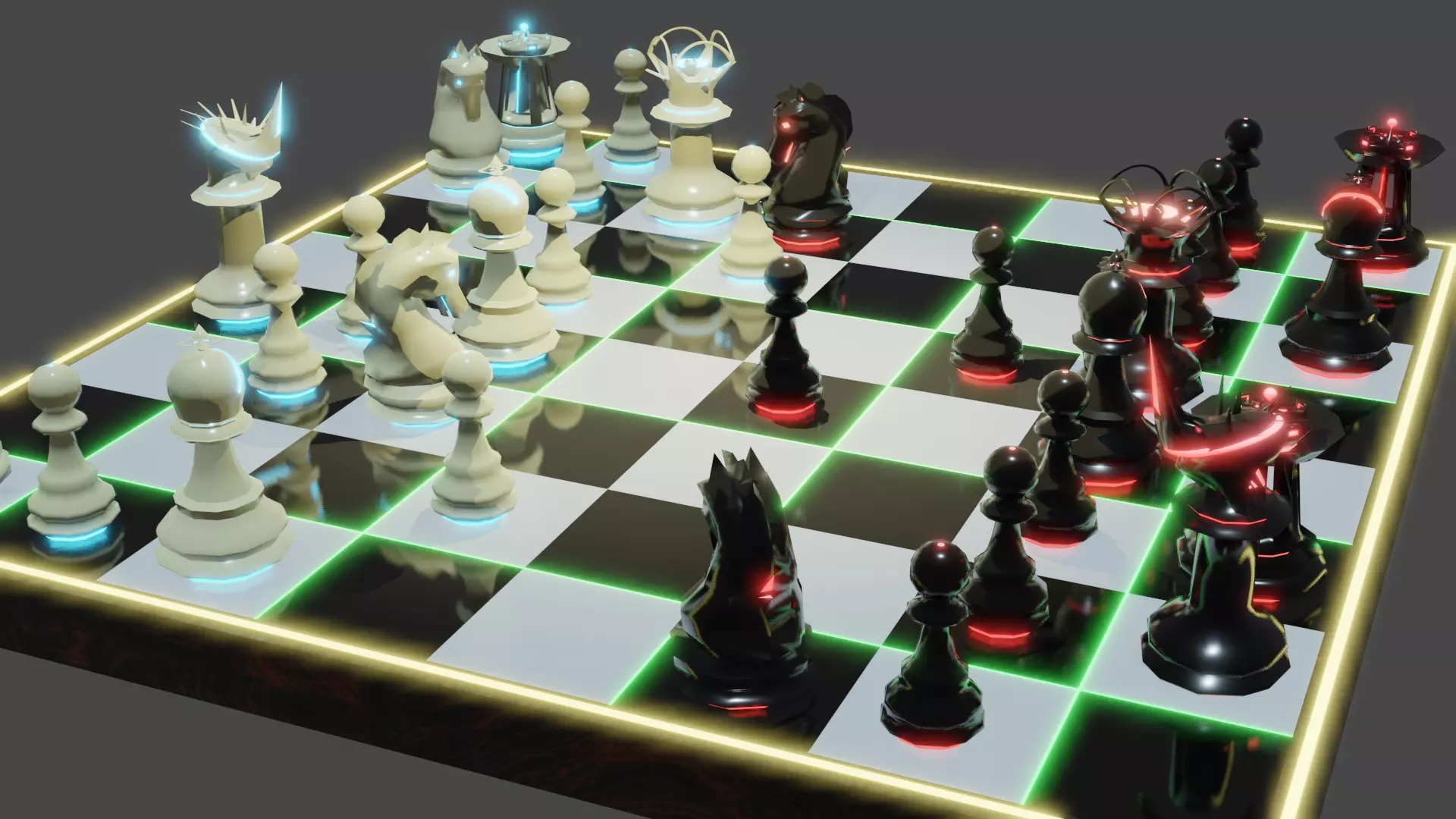 Emission Submission Chess Set Low-poly 3D model_0