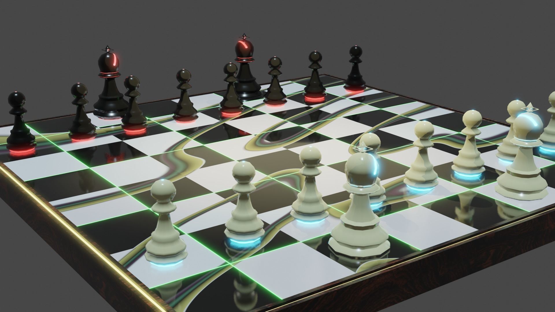 Emission Submission Chess Set Low-poly 3D model_3