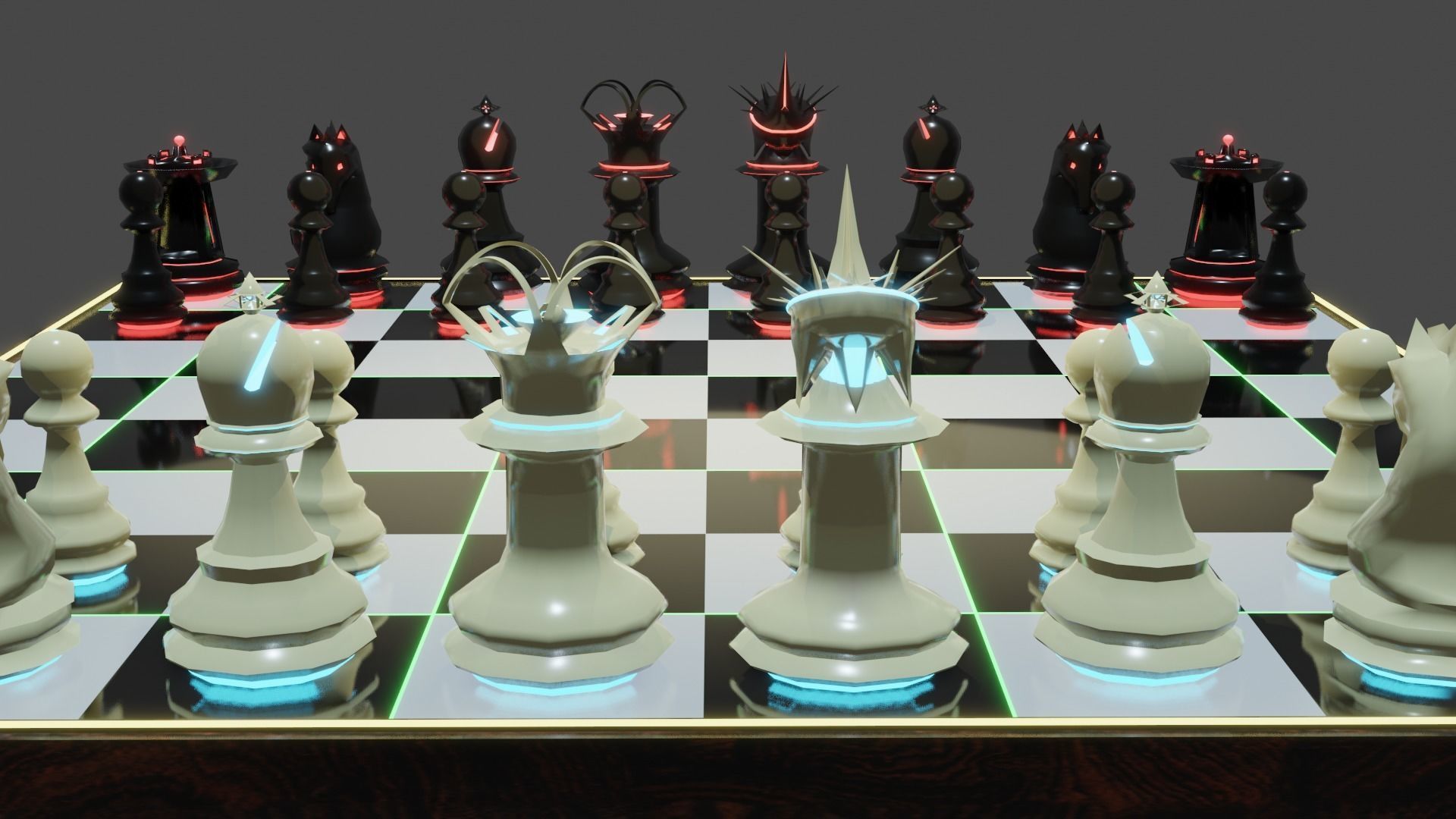 Emission Submission Chess Set Low-poly 3D model_30
