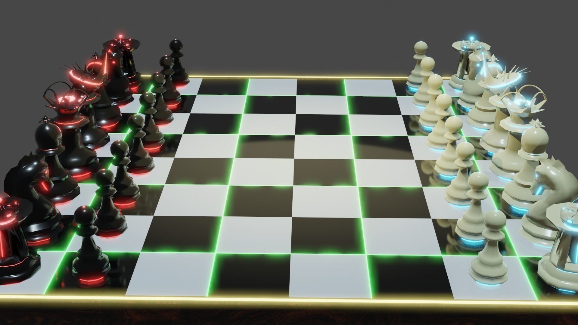Emission Submission Chess Set Low-poly 3D model_4