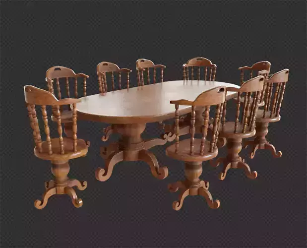 Vintage wooden dining table and chairs