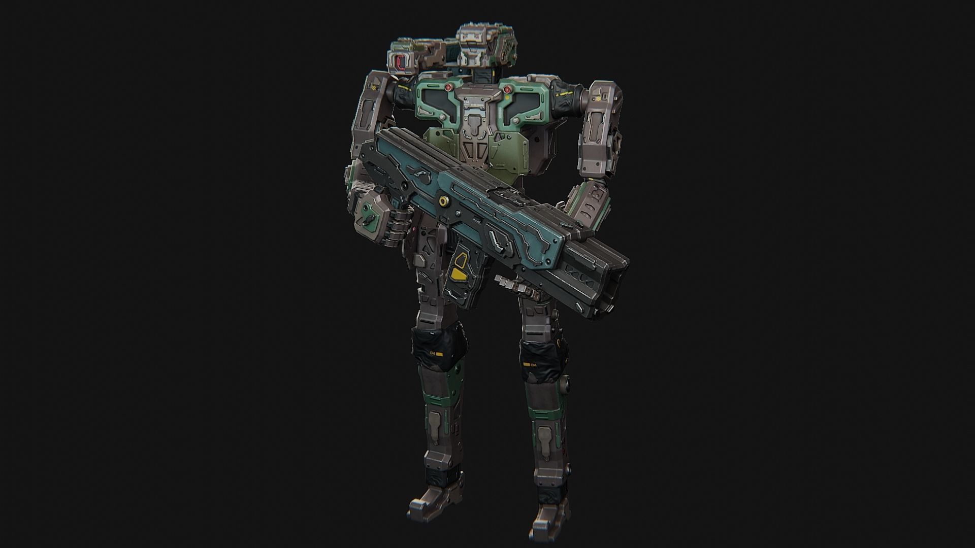 Sci fi assault robot character Low-poly 3D model_0