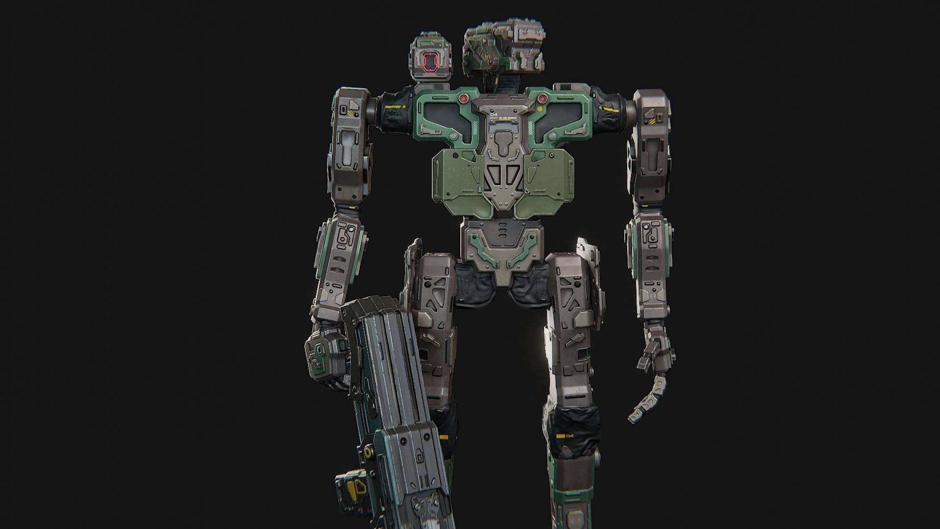 Sci fi assault robot character Low-poly 3D model_13