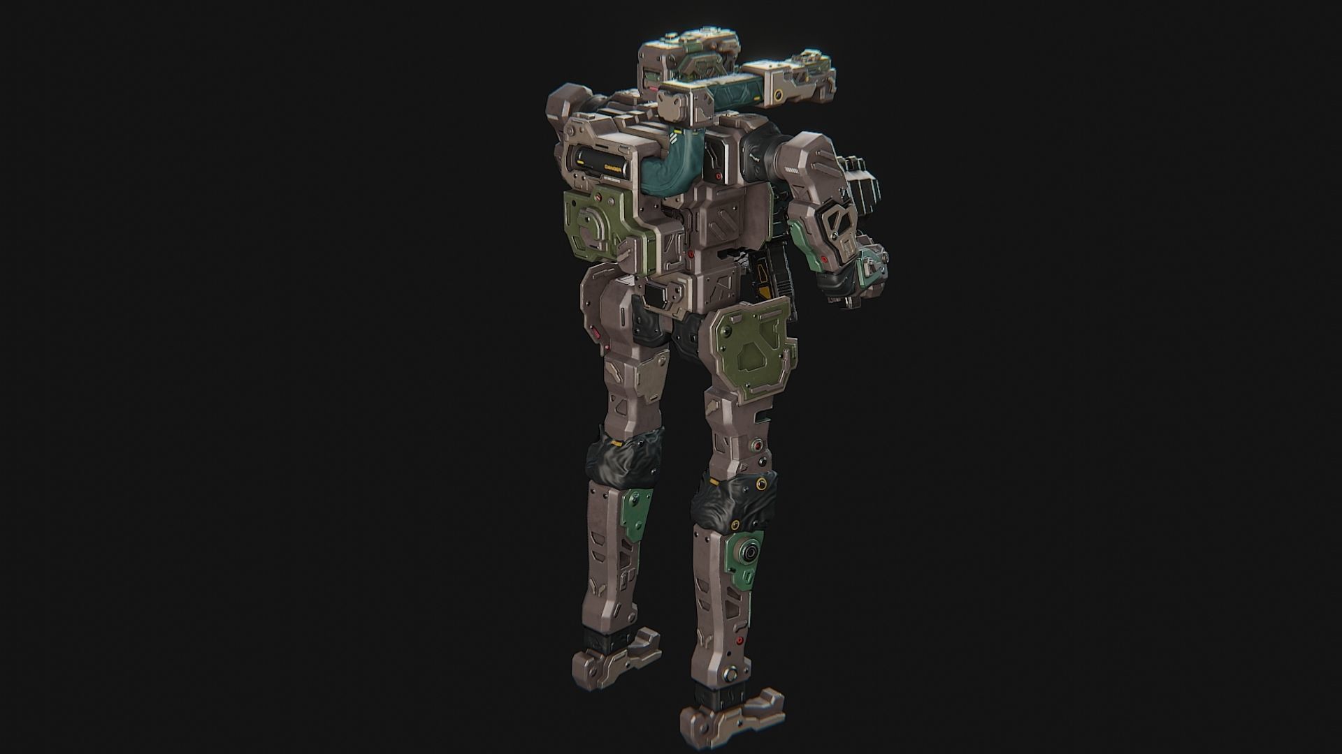 Sci fi assault robot character Low-poly 3D model_9