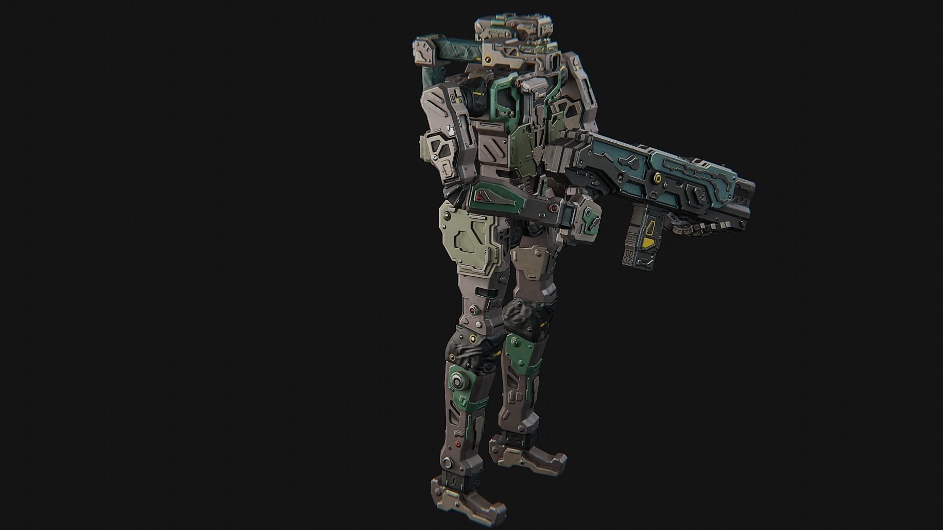 Sci fi assault robot character Low-poly 3D model_10
