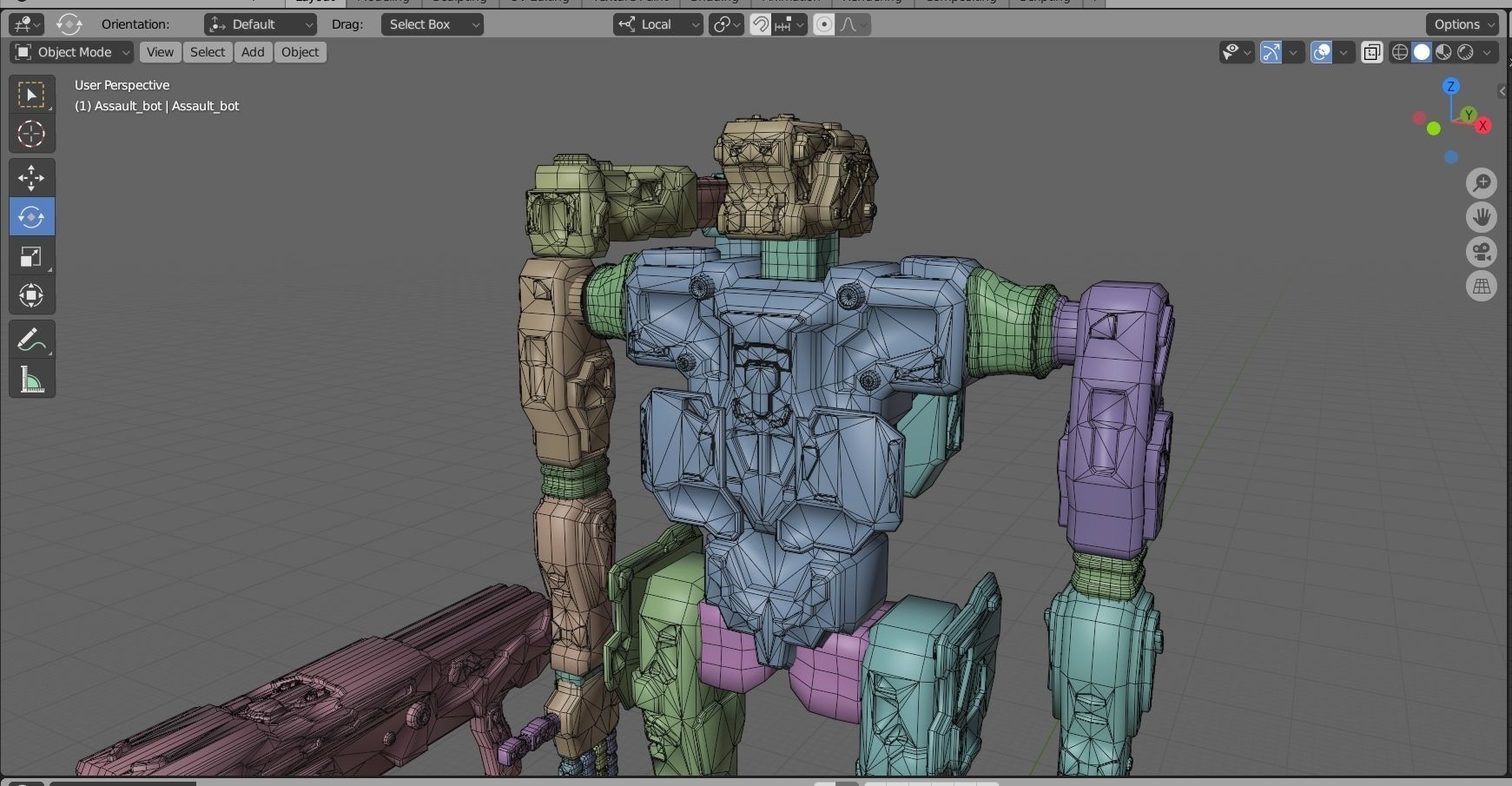 Sci fi assault robot character Low-poly 3D model_15