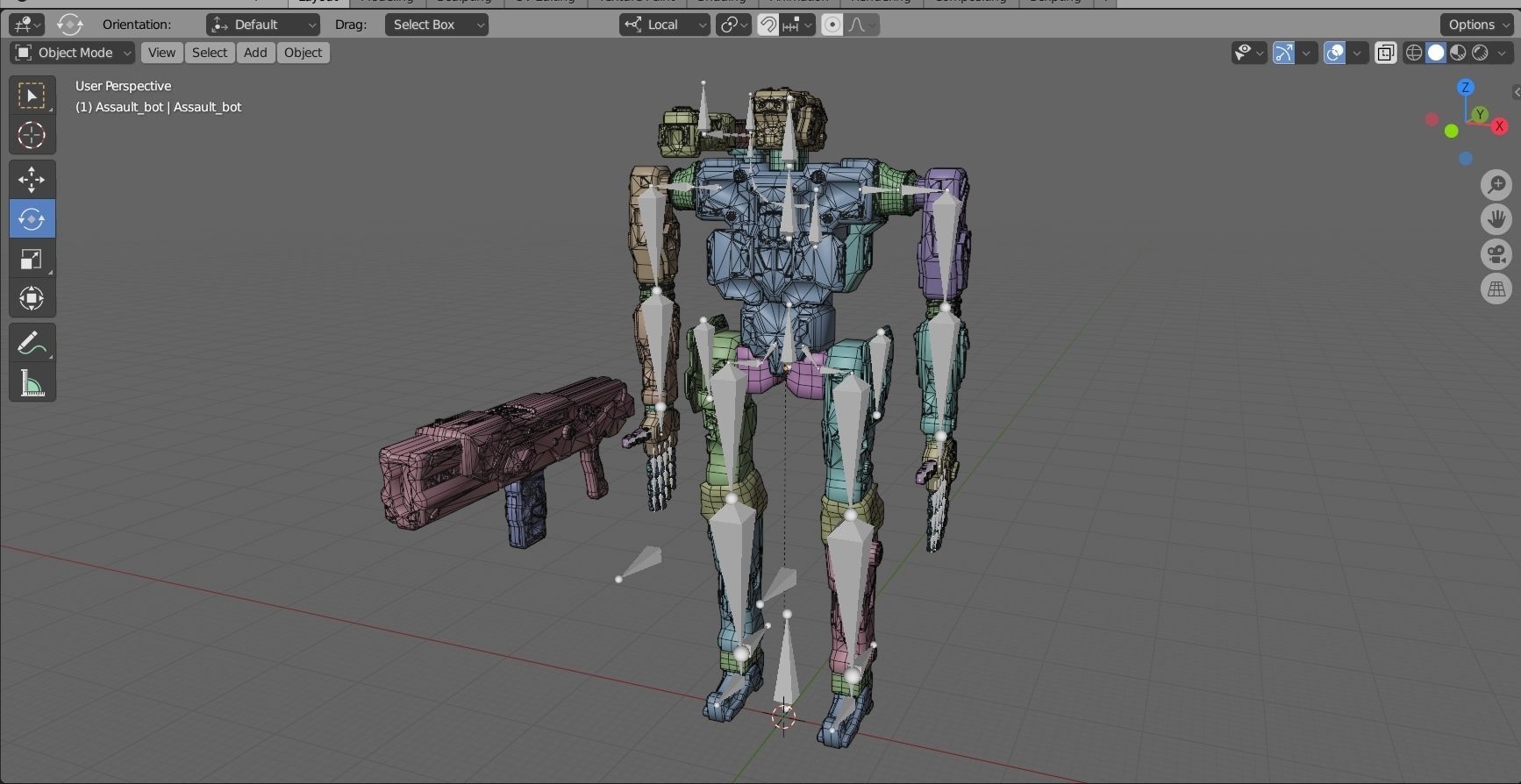 Sci fi assault robot character Low-poly 3D model_14