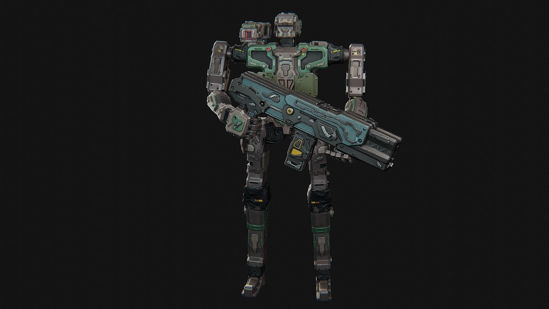 Sci fi assault robot character Low-poly 3D model_2
