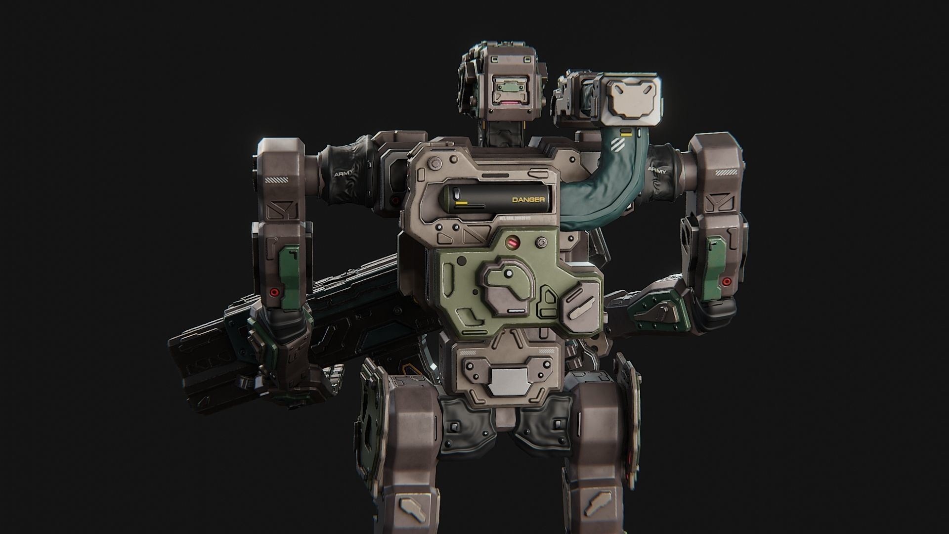 Sci fi assault robot character Low-poly 3D model_8