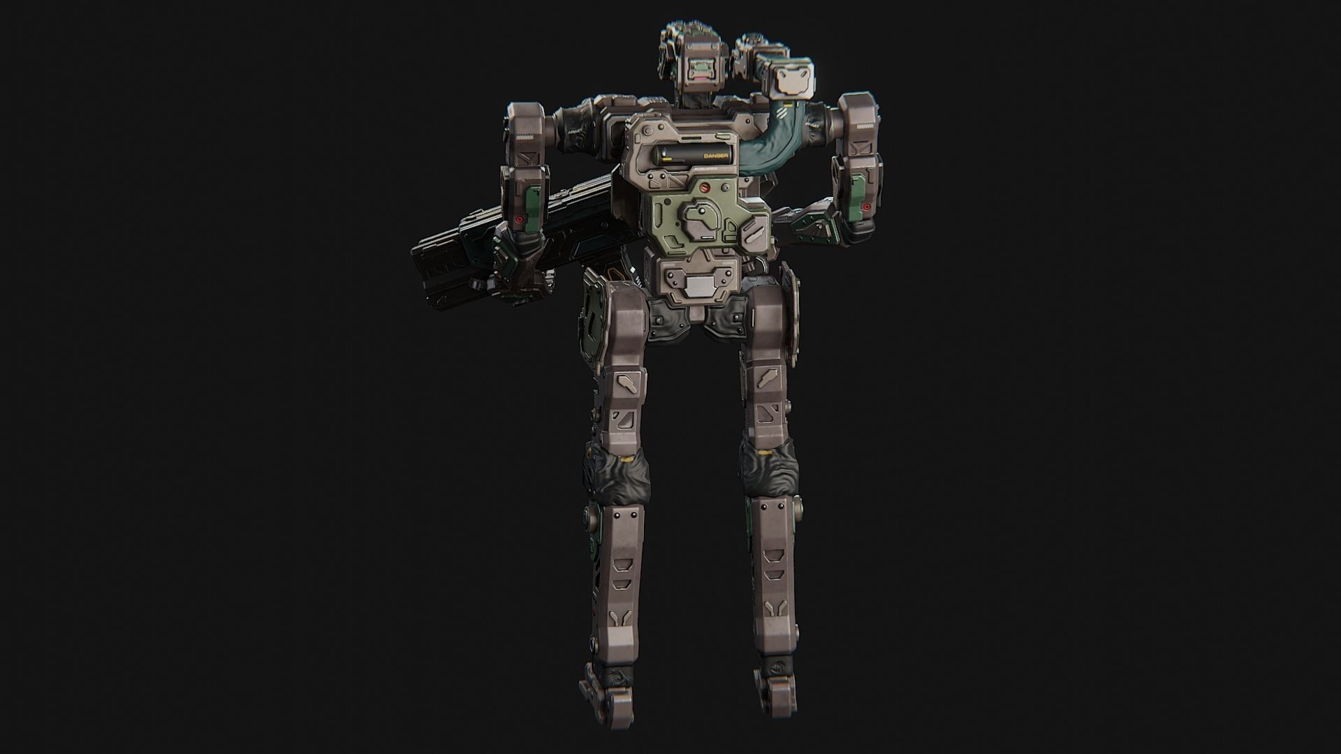 Sci fi assault robot character Low-poly 3D model_7