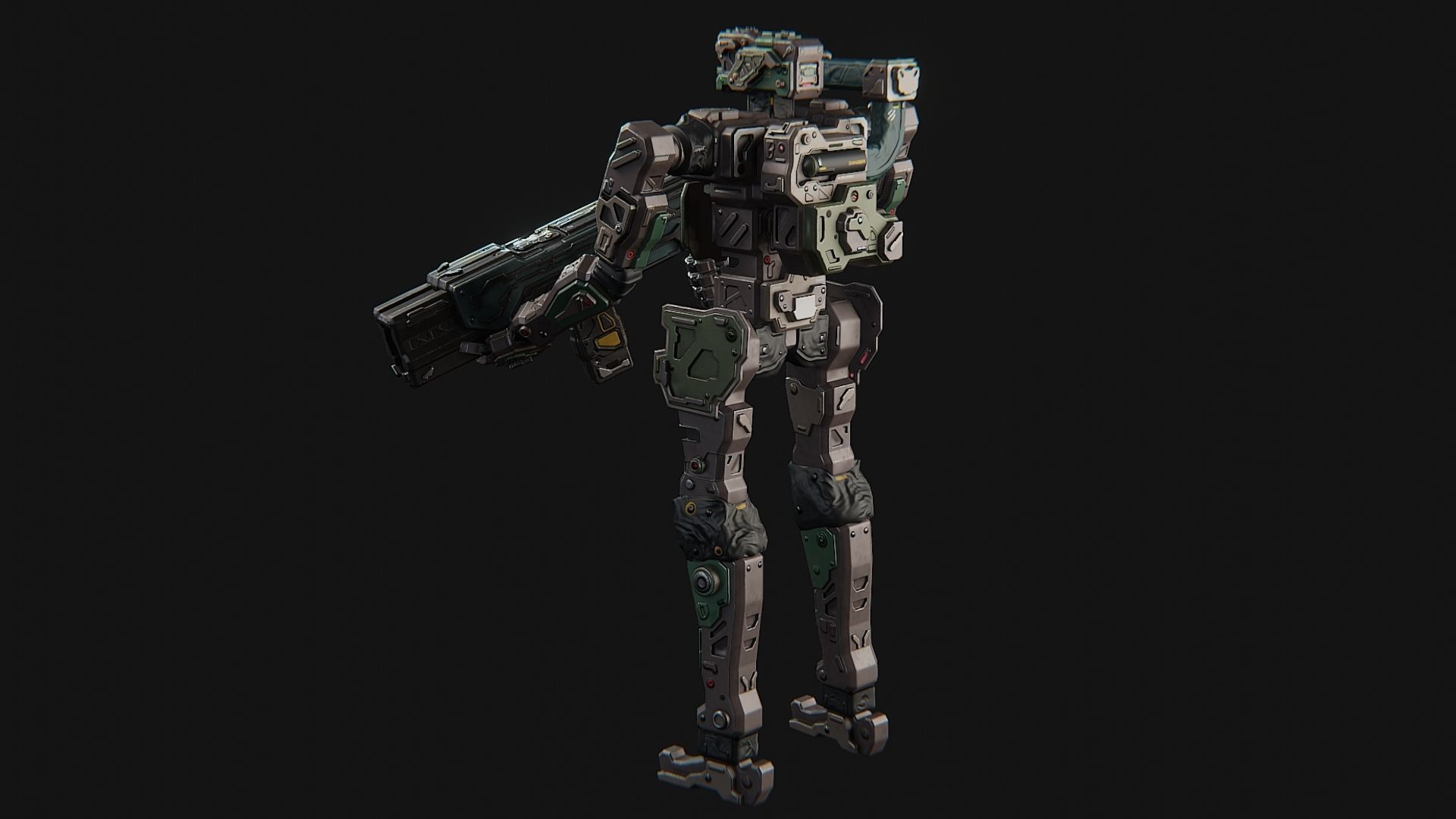 Sci fi assault robot character Low-poly 3D model_6