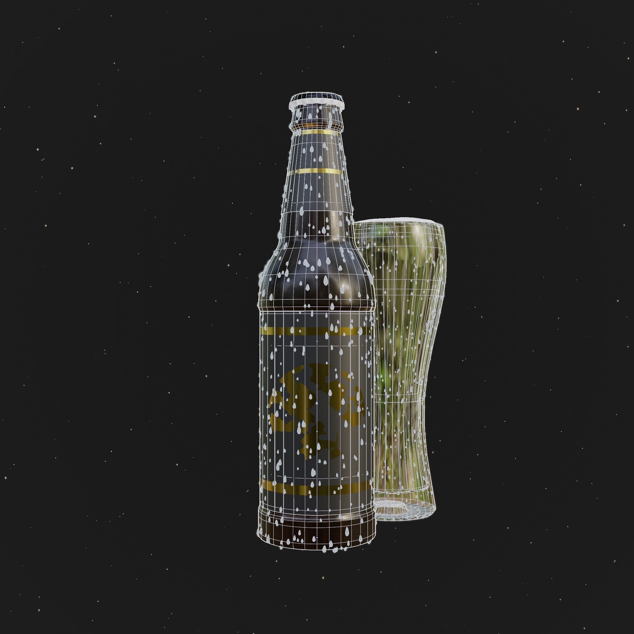 Beer Bottle and glass Realistic  Free 3D model_8