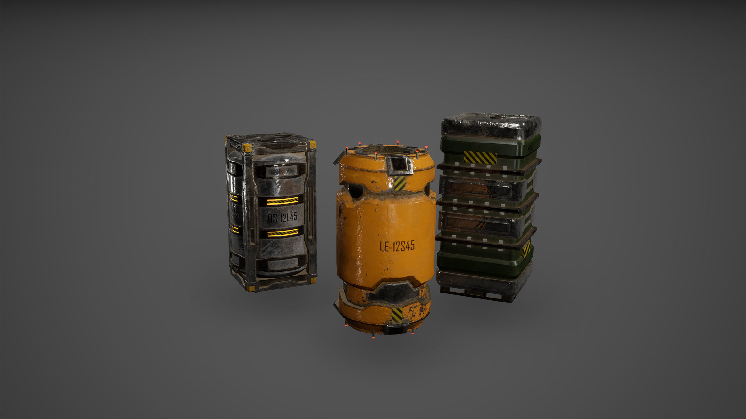 CyberPunk Sci-Fi Barrels Low-poly 3D model_1