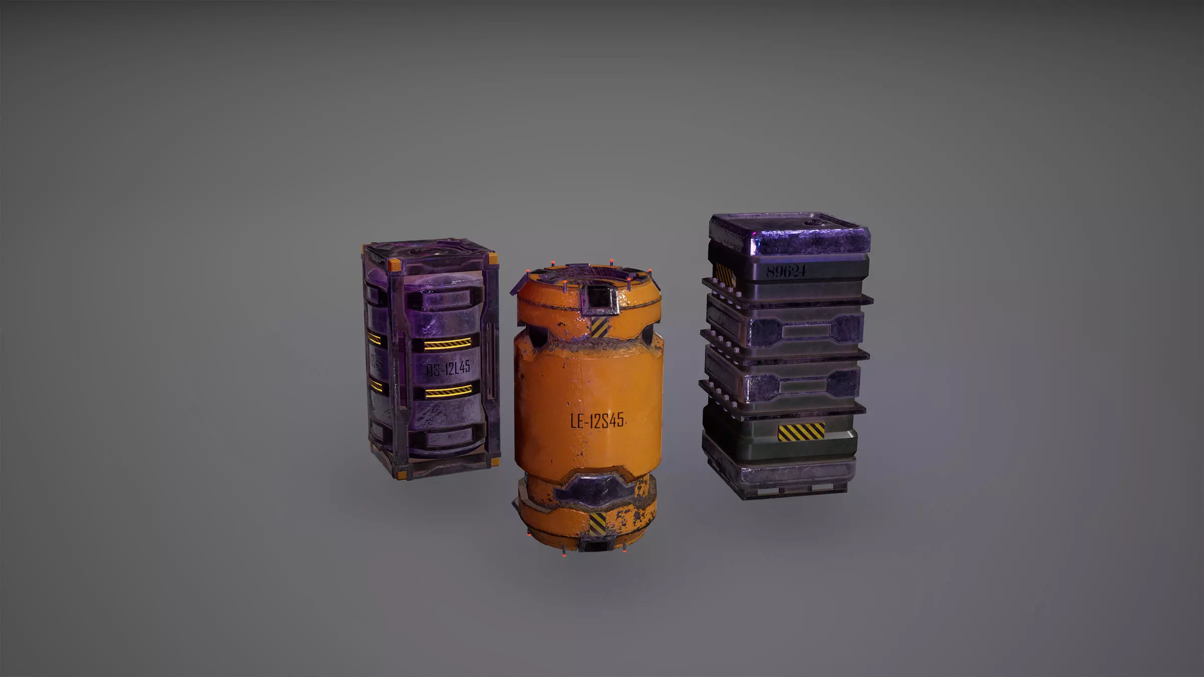CyberPunk Sci-Fi Barrels Low-poly 3D model_0