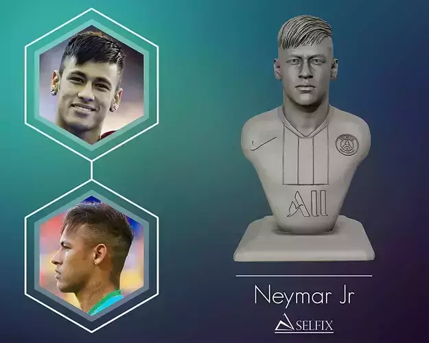 Neymar Jr 3D Portrait Sculpture 3D print model
