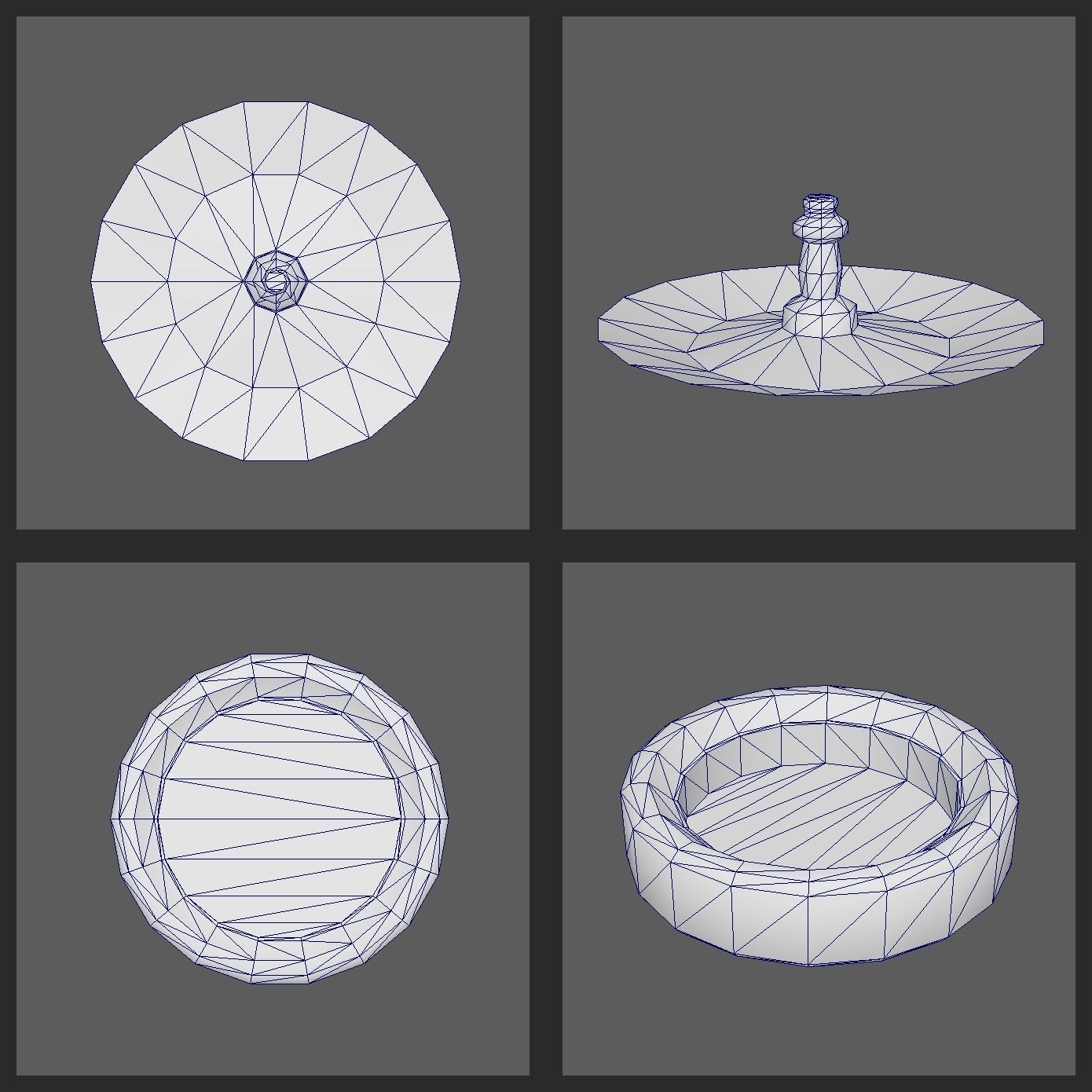 Roulette Set wooden medallion Low-poly 3D model_10