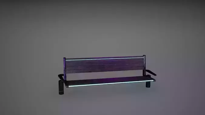 Cyberpunk Bench Game Ready Low-poly 3D model