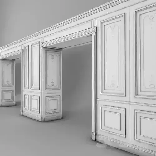 3d modle hallway with walls and doors