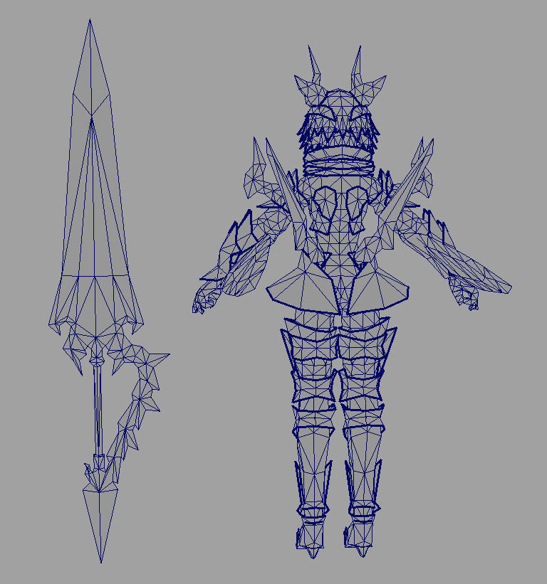 Paladin female warrior Low-poly 3D model_6