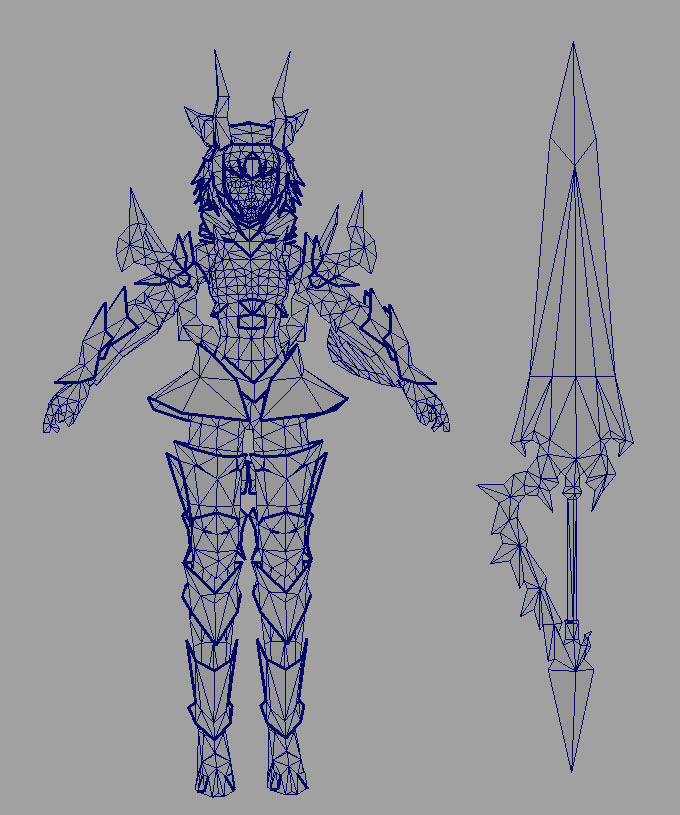 Paladin female warrior Low-poly 3D model_5