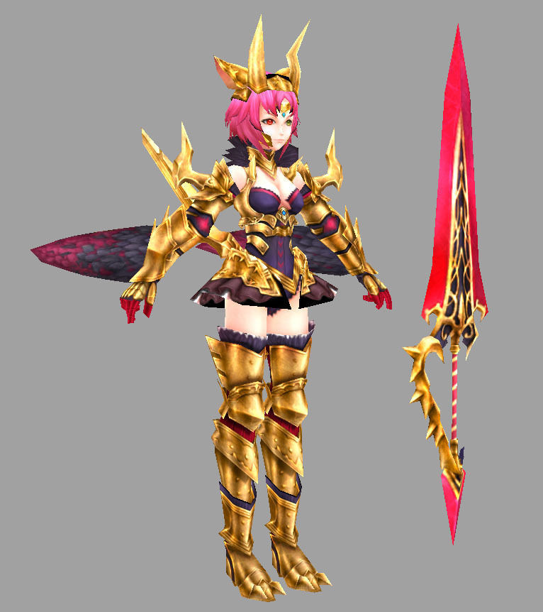 Paladin female warrior Low-poly 3D model_1