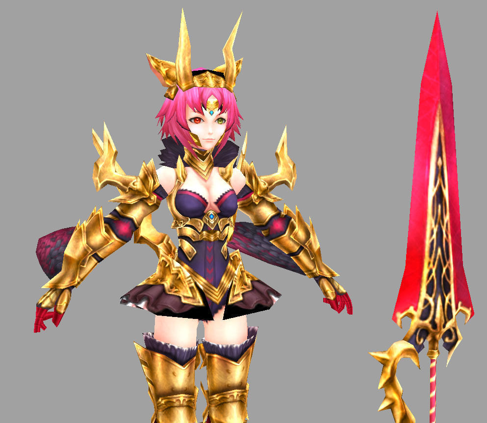 Paladin female warrior Low-poly 3D model_4