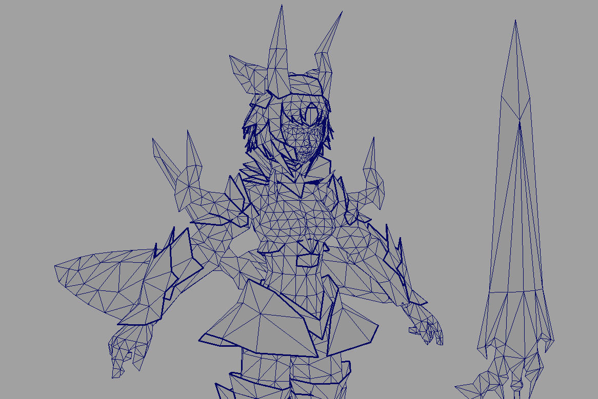 Paladin female warrior Low-poly 3D model_7