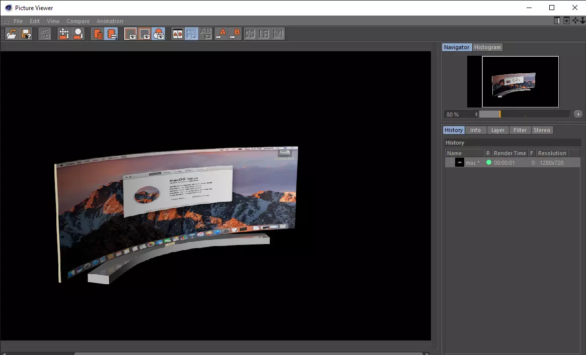 curved monitor Low-poly 3D model_0