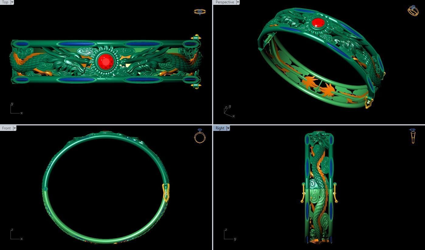 Dragon Bracelets - Mens Bracelets 3D print model_6