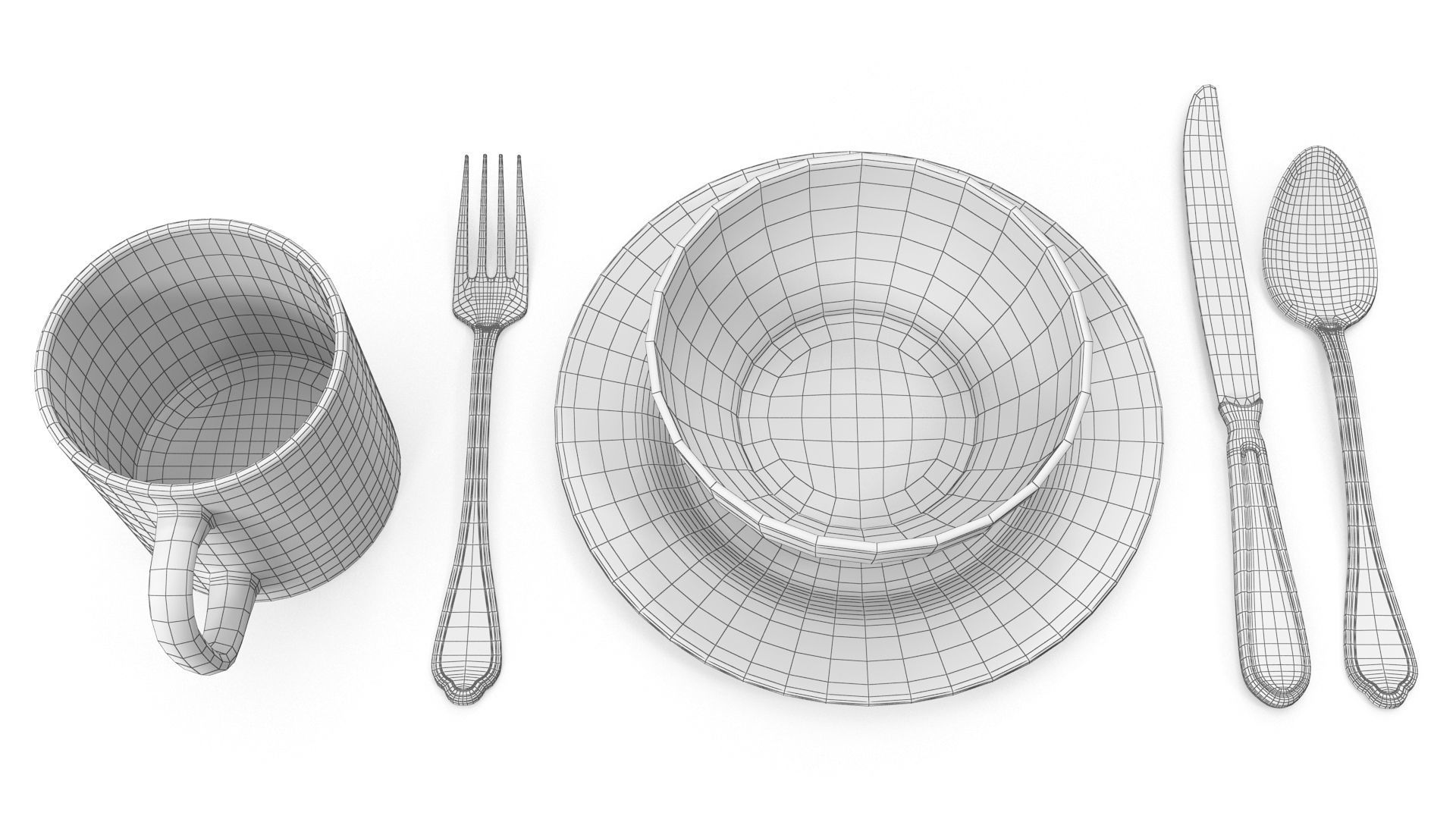 Dinnerware Low-poly 3D model_6
