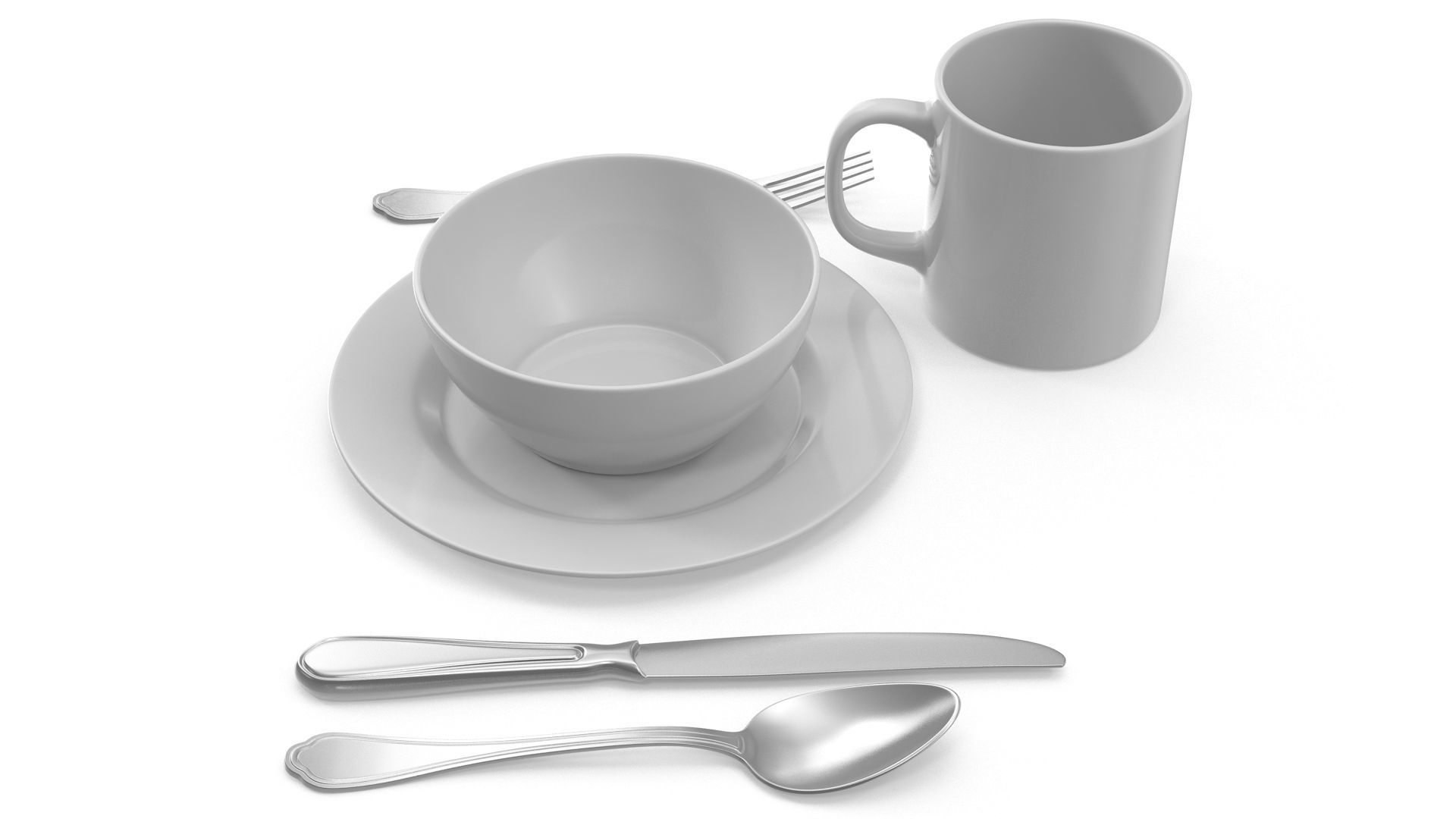 Dinnerware Low-poly 3D model_1