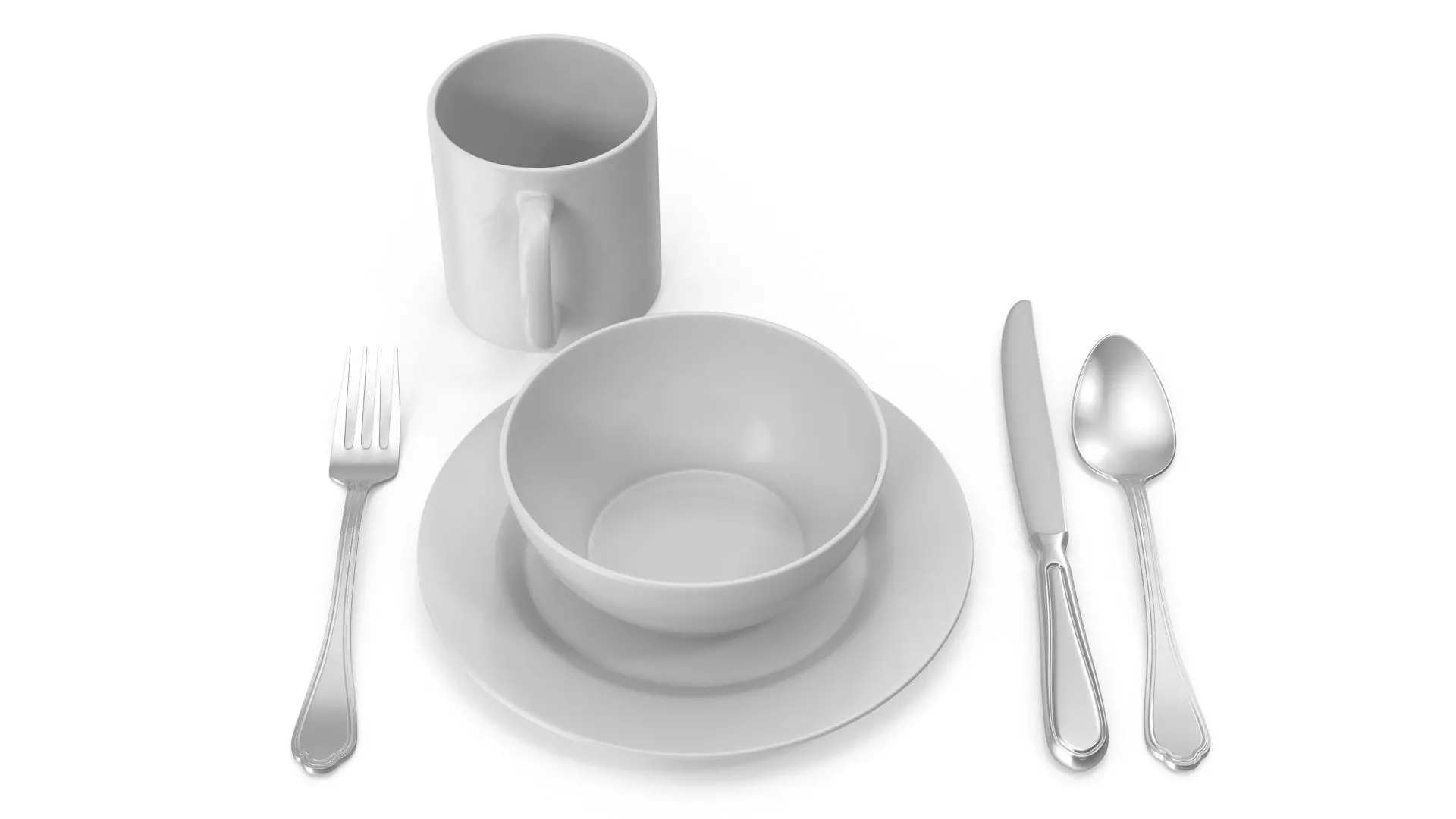 Dinnerware Low-poly 3D model_0
