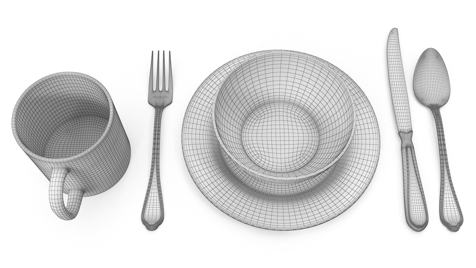 Dinnerware Low-poly 3D model_7