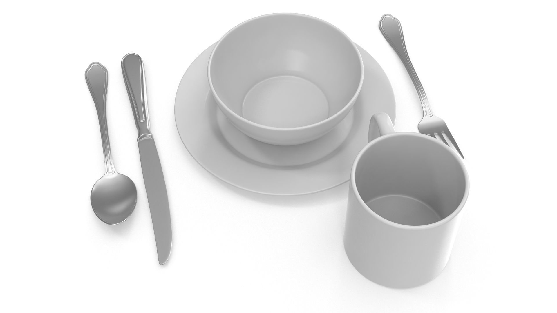 Dinnerware Low-poly 3D model_2