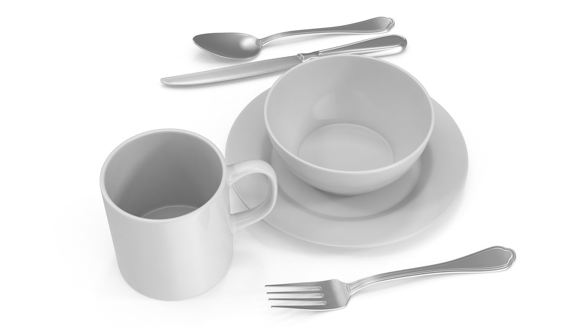 Dinnerware Low-poly 3D model_3