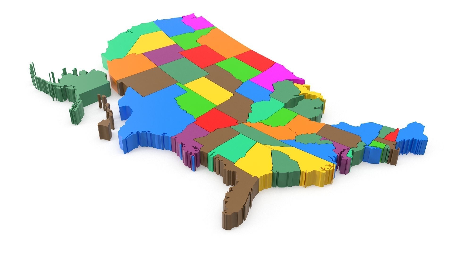 Map of USA Low-poly 3D model_1