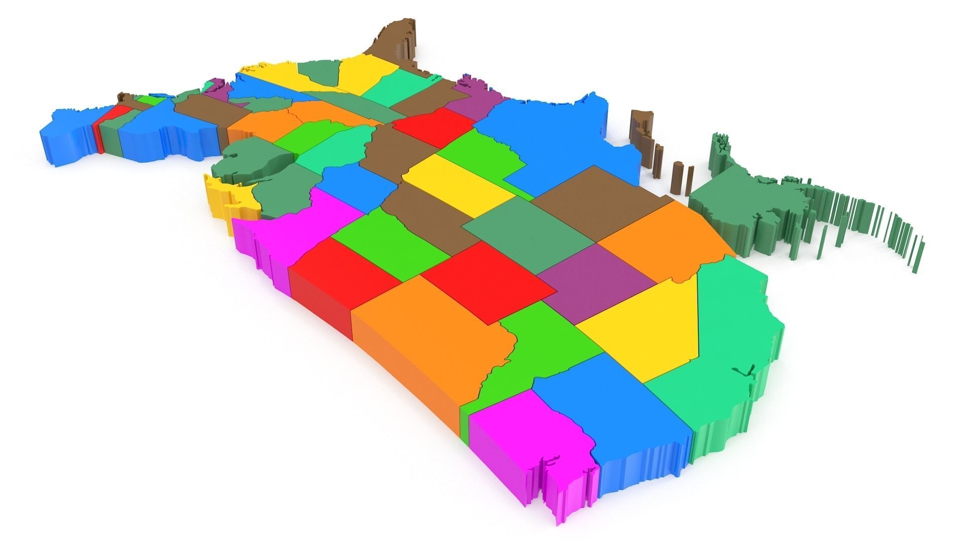 Map of USA Low-poly 3D model_3