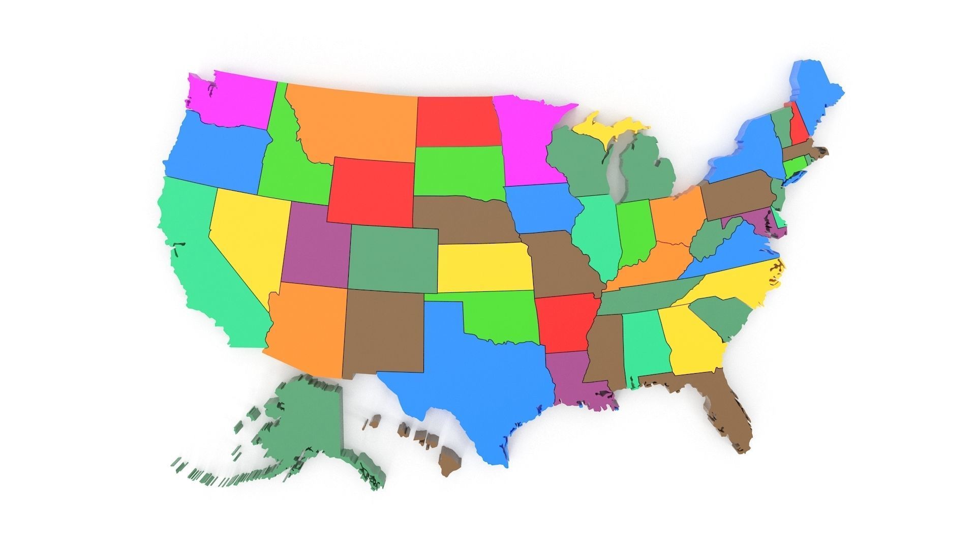 Map of USA Low-poly 3D model_4