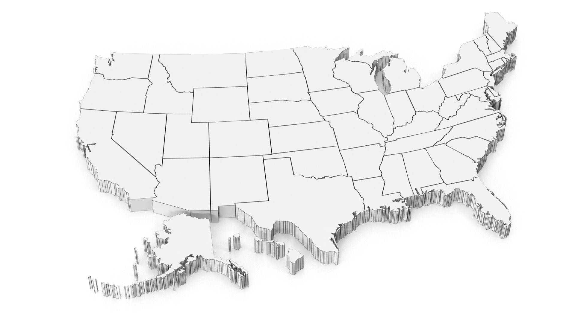 Map of USA Low-poly 3D model_6