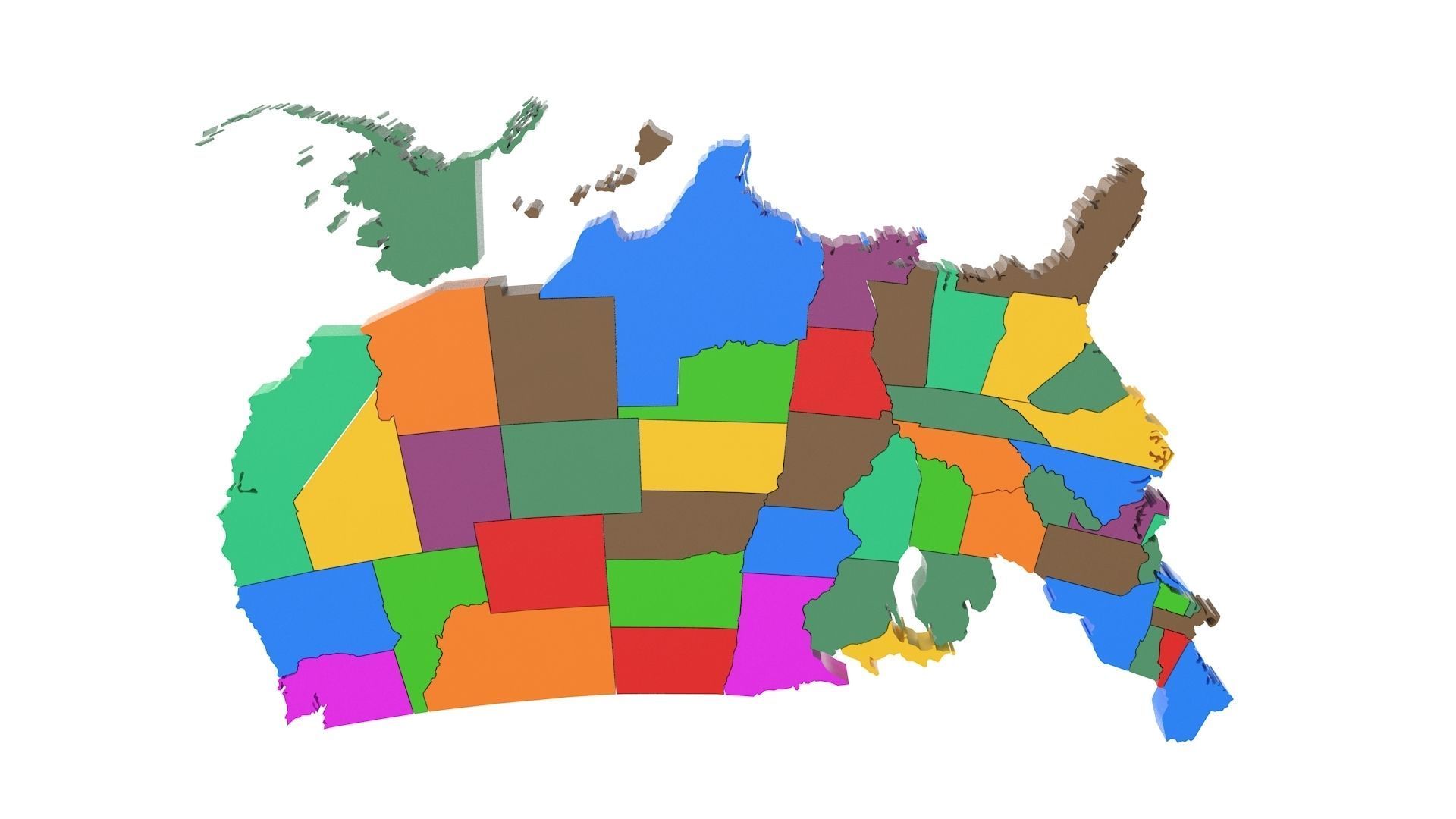 Map of USA Low-poly 3D model_5