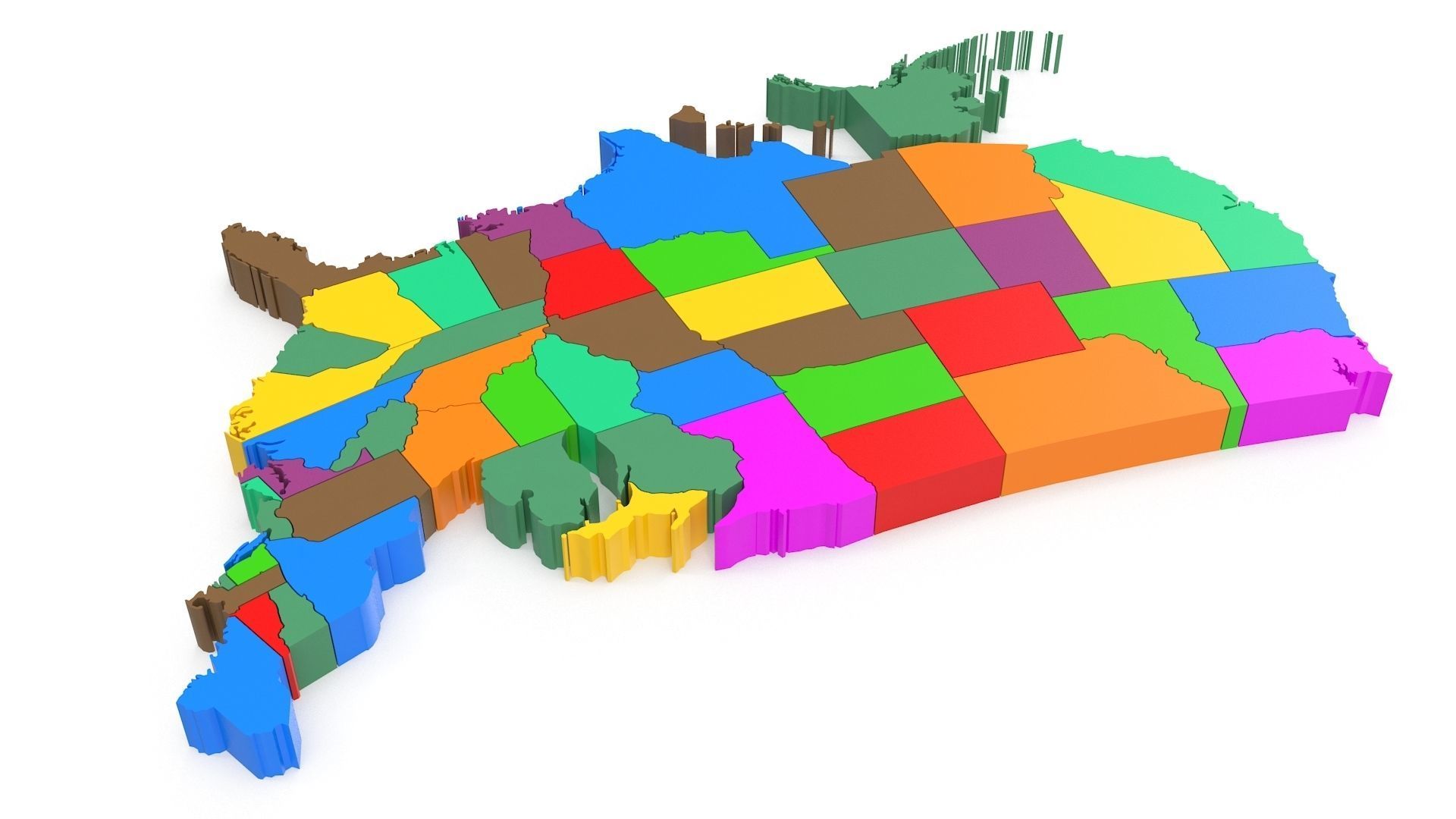 Map of USA Low-poly 3D model_2