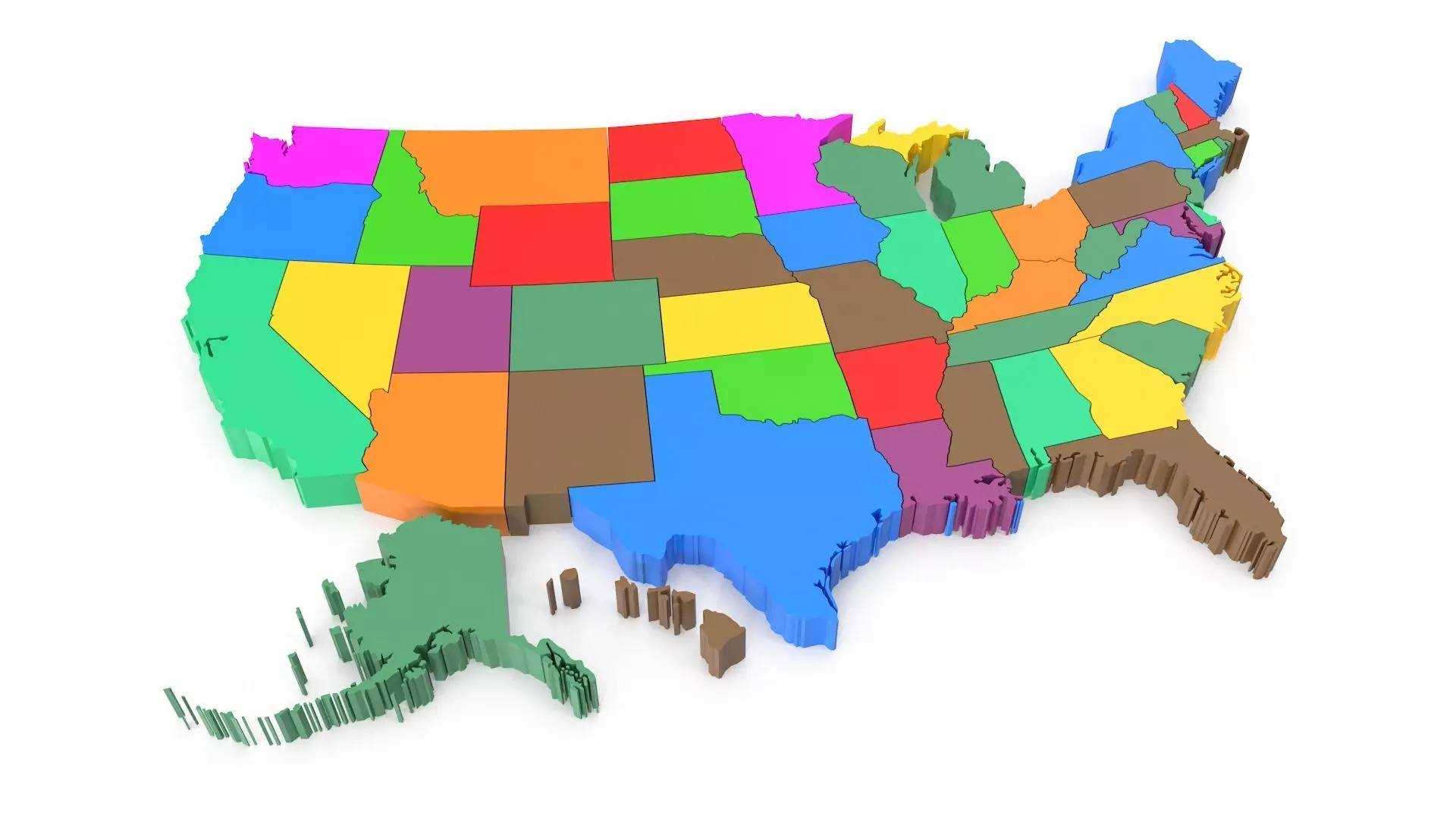 Map of USA Low-poly 3D model_0