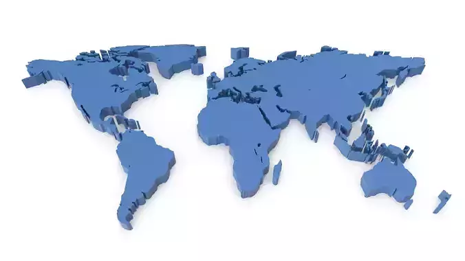 World Map Low-poly 3D model