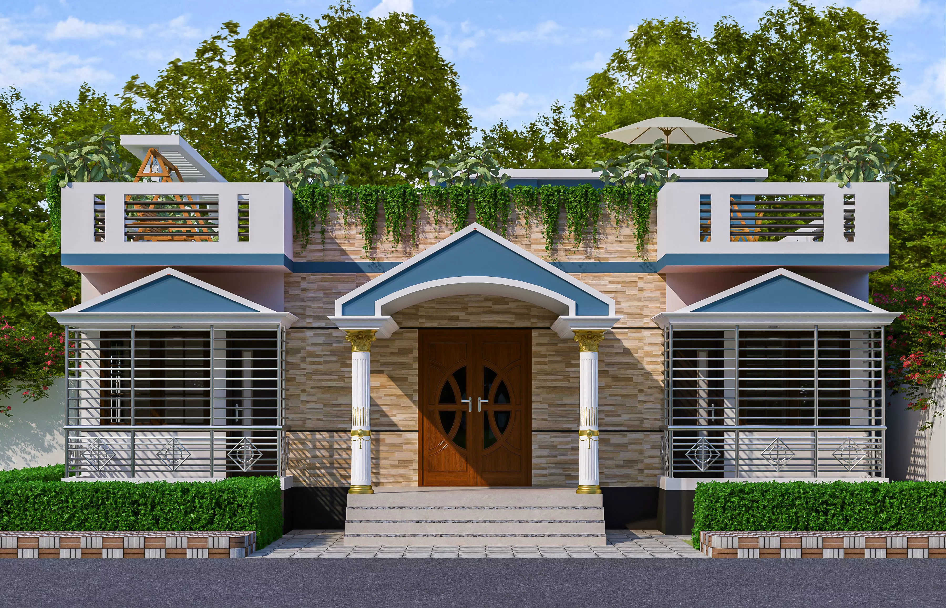 One Storied House Low-poly 3D model_0