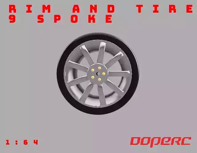 9 Spoke - Rims and Tires for Hotwheels - 3D print model - 1 64 3D print model