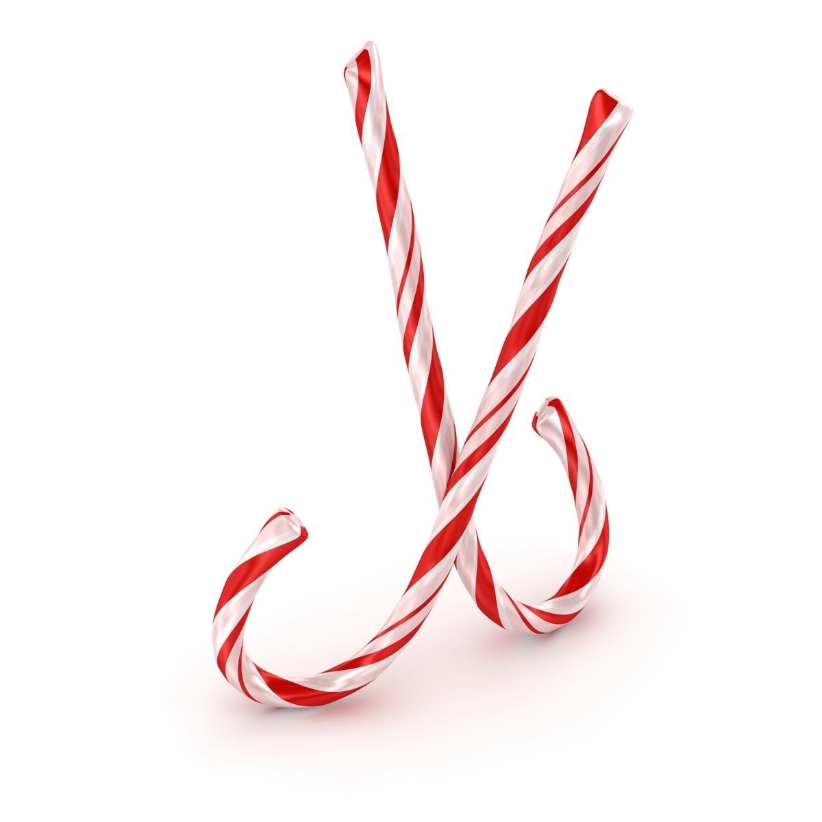 Candy Cane Low-poly 3D model_2