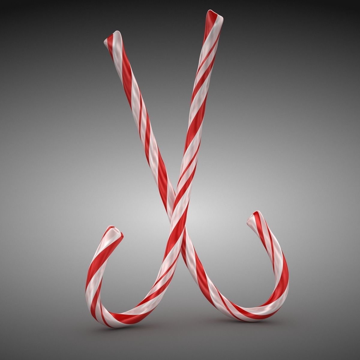 Candy Cane Low-poly 3D model_1